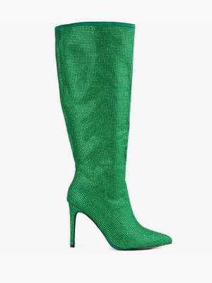 Boots with rhinestones new, green, size 40
