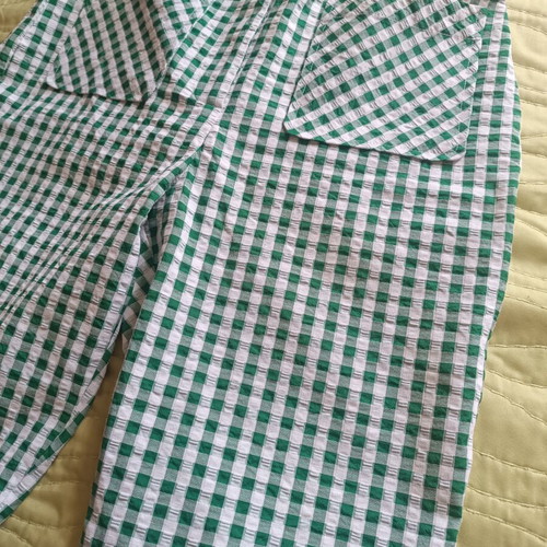 Mango green and white gingham pants like new, size S