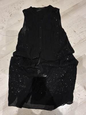 Caftan dress sleeveless with sequins BCBG Max Azria new, black, large