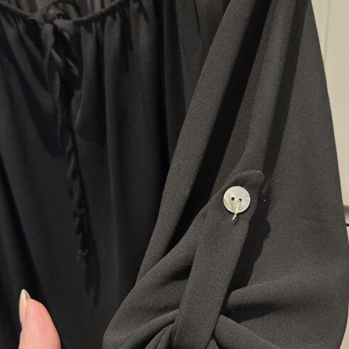 Black maxi blouse tunic, One Size, made in Italy