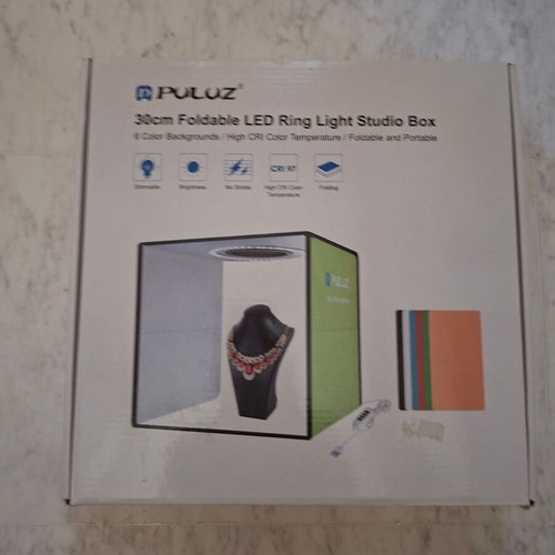 Puluz 30cm Foldable LED Ring Light Studio Box like new