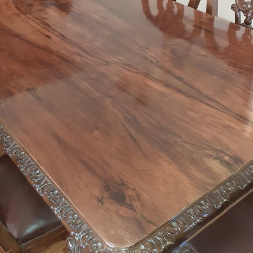 Antique 100-year-old dining set like new, solid walnut wood