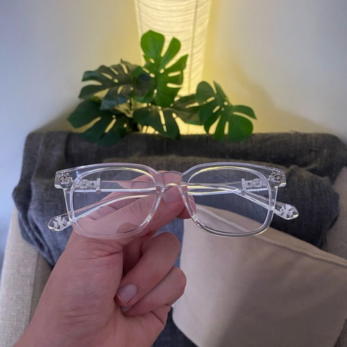 Clear Square Frame Glasses like new with silver cross hardware