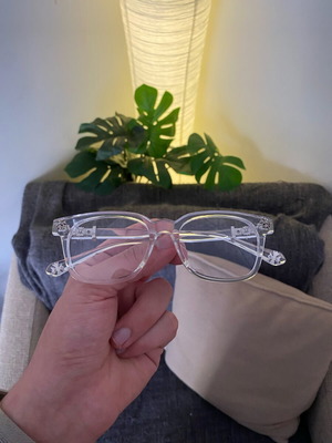 Clear Square Frame Glasses like new with silver cross hardware
