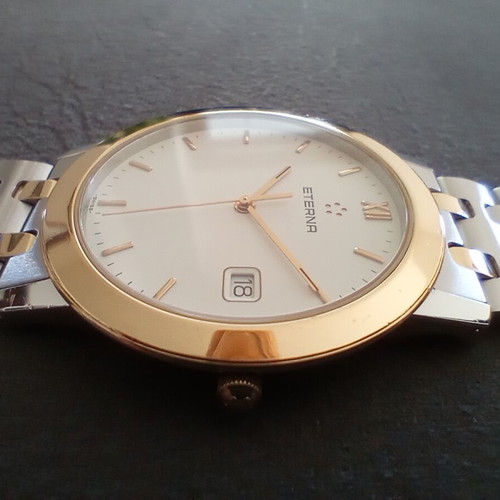 Eterna 3100 men's watch like new, steel and 18k gold plated