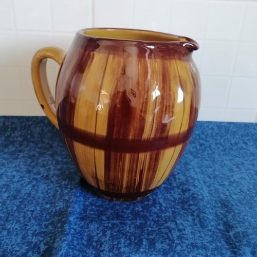 Clay wine jug vintage handmade glazed ceramic