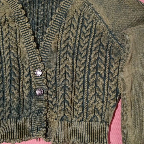 Zara short cardigan like new, cotton, green, size L
