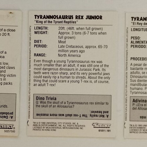 Kenner Jurassic Park cards and Chupa Chups stickers used, 90s