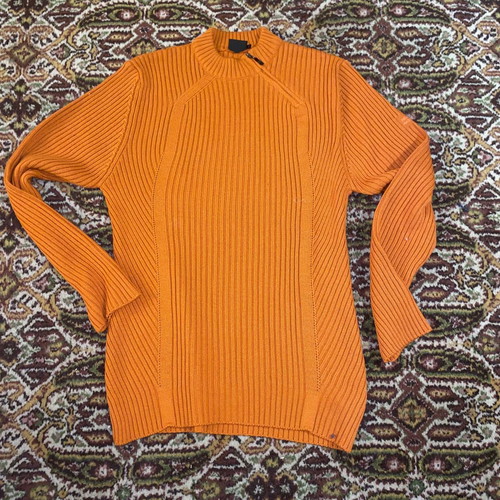 New Man men's sweater with diagonal zipper at neck size XL new orange