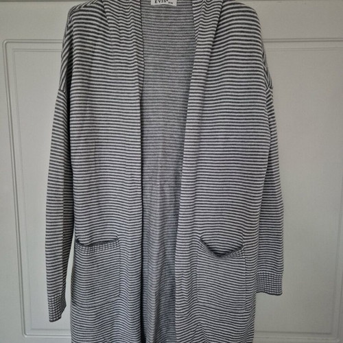Long gray and white striped cardigan like new with hood
