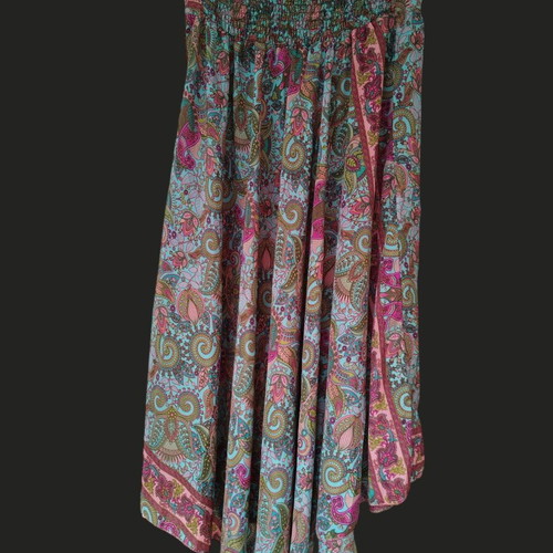Boho maxi skirt new, colorful paisley print with elastic back waist