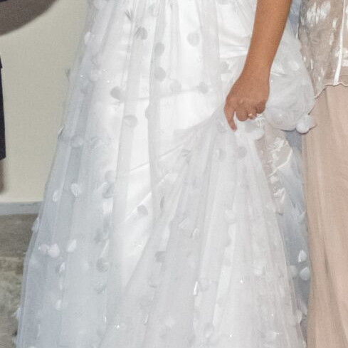 Romantic A-line wedding dress with 3D details