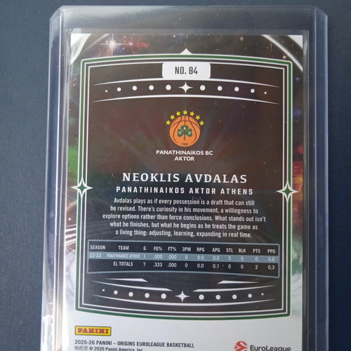 Neoklis Avdalas Panini Euroleague Origins card /99