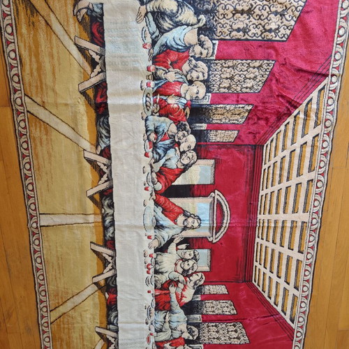 Vintage velvet wall tapestry used, 165 x 125 cm