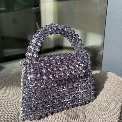 Handmade beaded bag new, gray