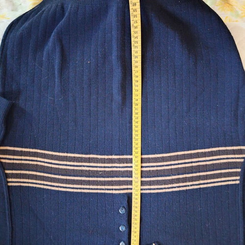 Men's pullover sweater size L, blue and beige