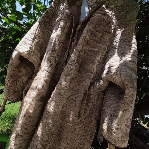 Sheepskin coat Christ Schad reversible, new, beige and brown