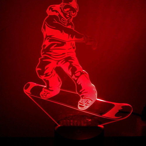 Snowboarder Led table lamp plexiglass used