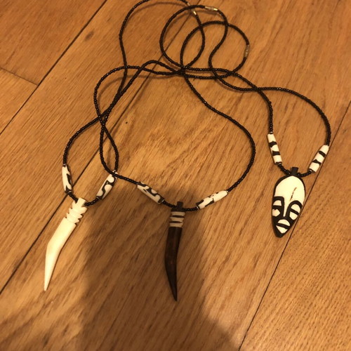 Ethnic handmade necklace set of 3, wood and beads, new
