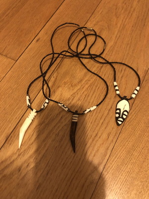 Ethnic handmade necklace set of 3, wood and beads, new