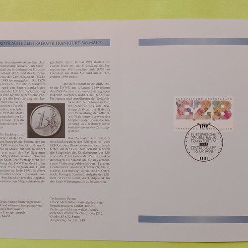 German 1998 first day cover stamp block, Bonn