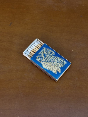 Συλλεκτικό κουτί σπίρτων Nat Sherman, μπλε, vintage σχέδιο