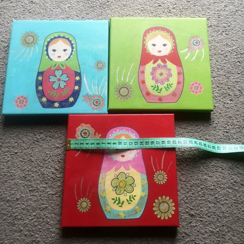 Matryoshka art prints pack of 3 new 20x20 cm
