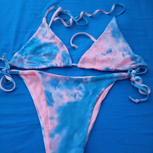 Bikini swimsuit new pink and turquoise with adjustment size 46
