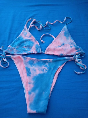 Bikini swimsuit new pink and turquoise with adjustment size 46