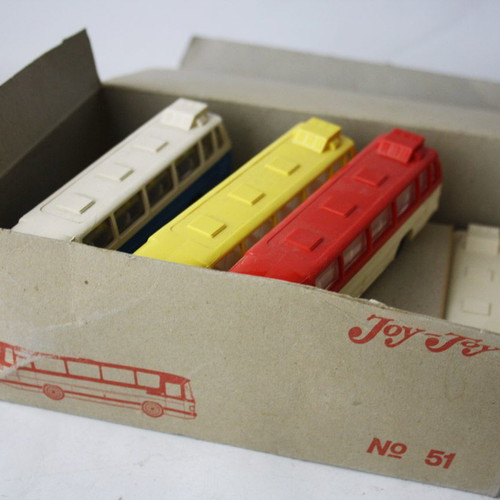 Joy Toy No 51 Mercedes Benz λεωφορεία vintage 70's, σετ 3 τεμαχίων, καινούργια