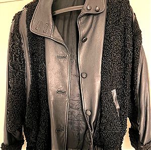 Vintage jacket δερμάτινο  (γνήσιο  δέρμα) με αληθινή γούνα Σε άριστη κατάσταση