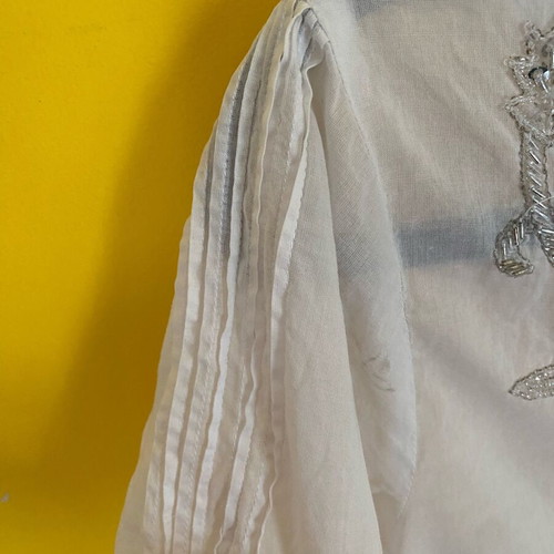 S.Oliver white cotton tunic blouse with silver embroidery size L like new