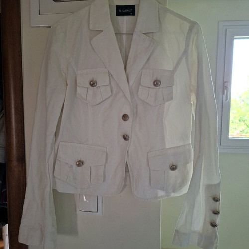 Safari jacket white like new, summer, fitted waist