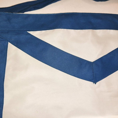 White Masonic apron with blue trim like new