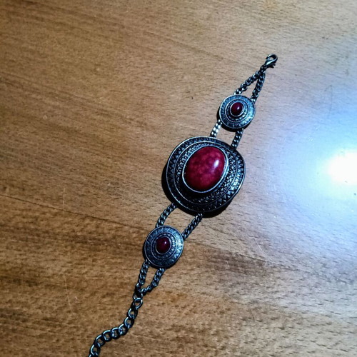 Bracelet with red stones new, boho style