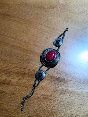 Bracelet with red stones new, boho style