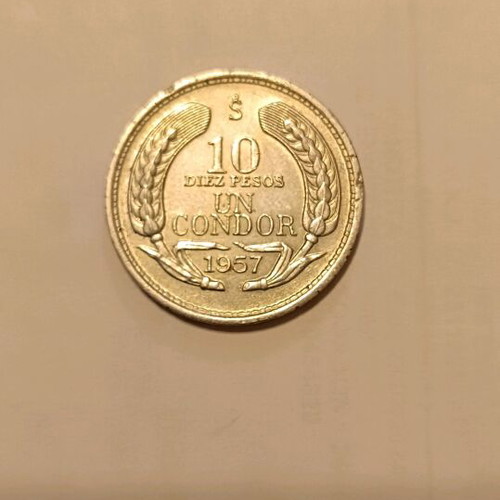 Chile 1957 coin 10 pesos like new
