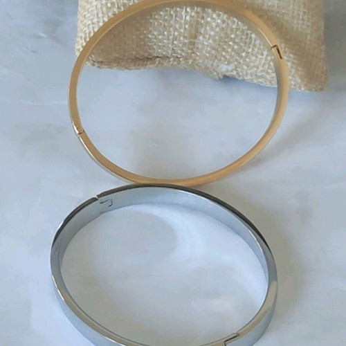 Steel handcuff bracelet new, gold and silver colors