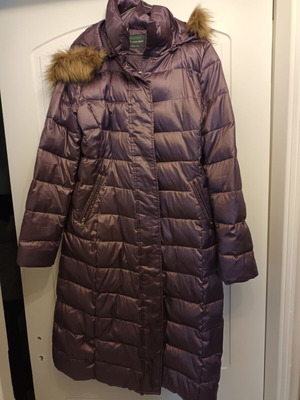 Benetton Women's Waterproof Coat With Detachable Hood And Fur Size 44 Purple