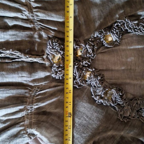 Be You women's dress, silk and cotton, bell sleeves, decorative stones, medium