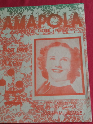 Piano sheet music used, Amapola from the movie First Love