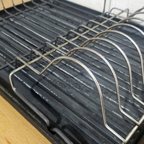 Dish Drainer with Cutlery Holder used, metal and plastic, 42x32 cm