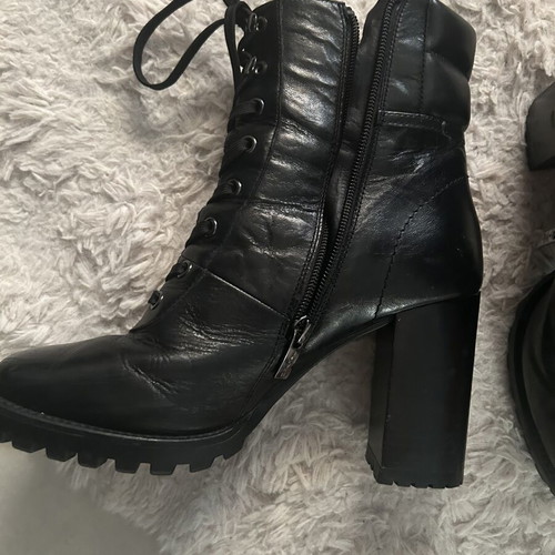 Steven leather black combat boots, size 39