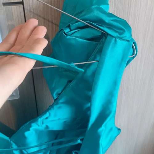 Maestri women's cocktail dress satin turquoise size L like new