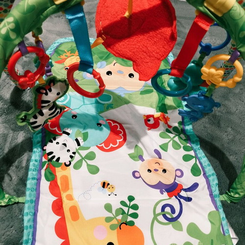 Fisher Price colorful activity gym for newborns used with extra toys