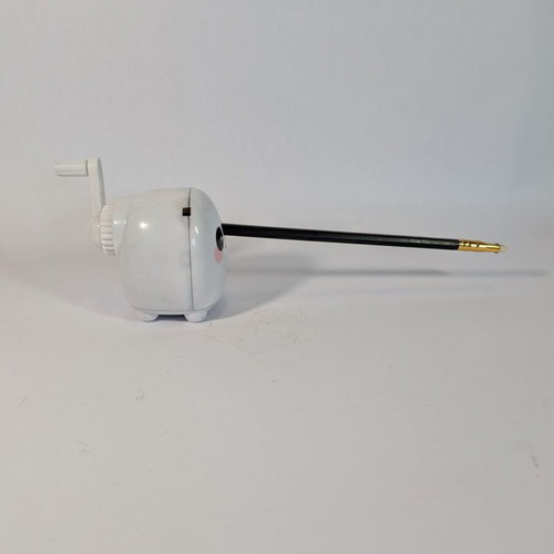 Sharpener with crank used with free pencil