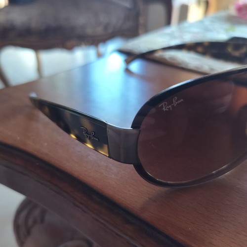 Ray-Ban RB 3350 shield sunglasses, brown gradient lenses