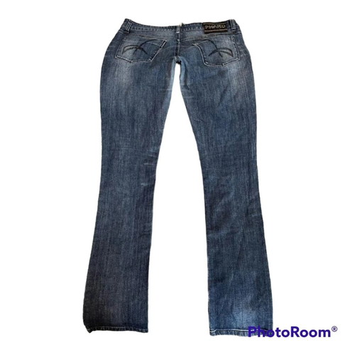 Phard Low Rise Jeans Size 31 Straight Leg Rhinestones used, blue