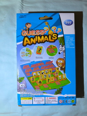 Guess Animals board game for kids, includes animal cards and scoring markers