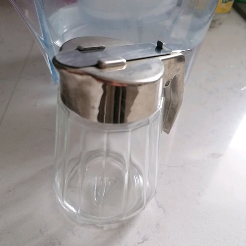 Glass honey container used, honey jar